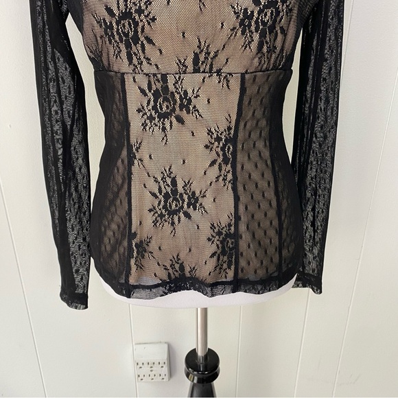 VTG NY&CO Sz M Babydoll Top Romantic Fairy Grunge Whimsygoth Lace Sheer Mesh - Picture 4 of 11